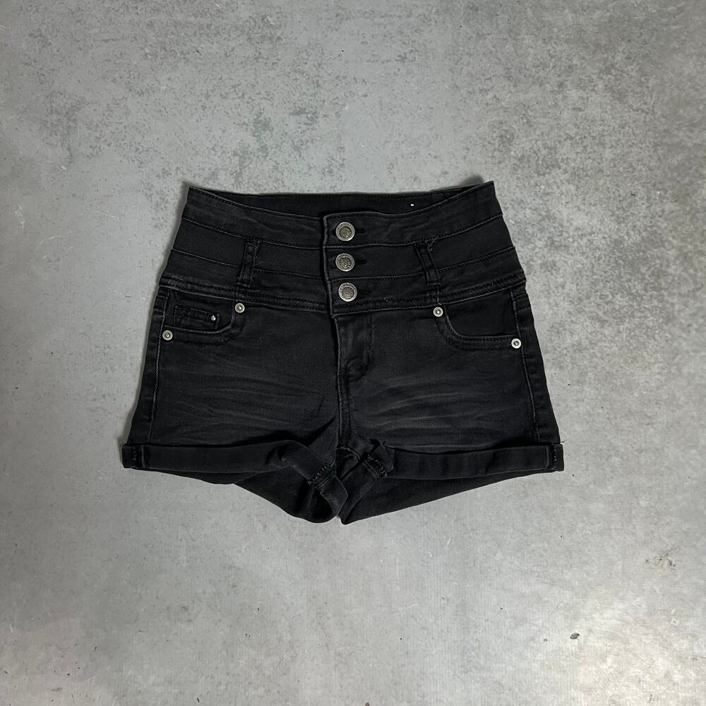 Mid Rise 1st Kiss Black Denim Shorts Size 1 Women's Jorts
